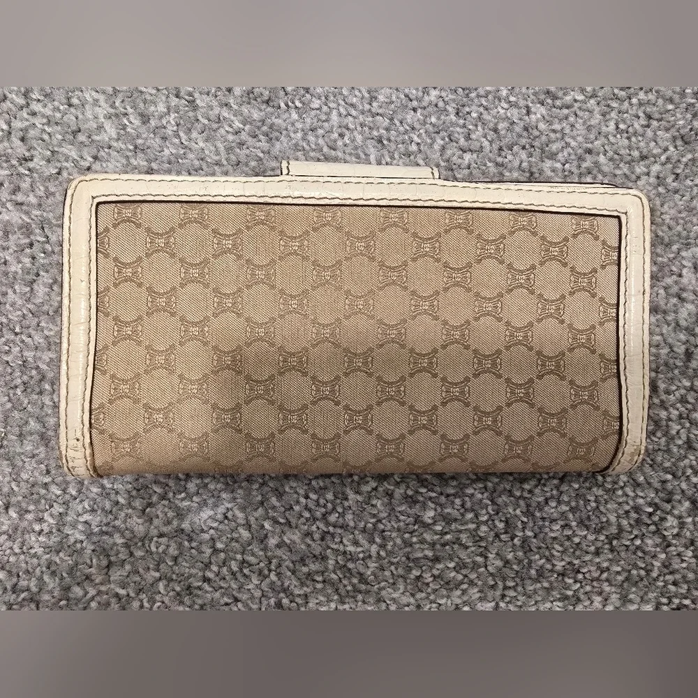 Celine Vintage Canvas Trifold Wallet Neutrals Classic Chic Luxury Minimalist